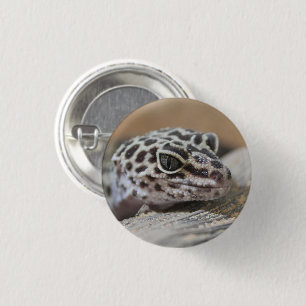 Bóton Redondo 2.54cm Leopardo Gecko Olhos Boca Fechados