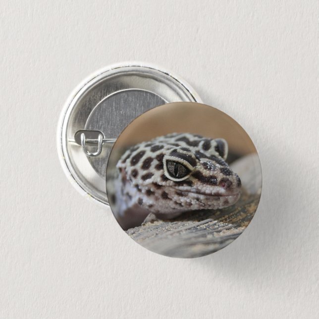 Bóton Redondo 2.54cm Leopardo Gecko Olhos Boca Fechados (Frente & Verso)
