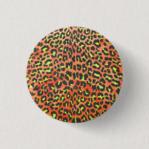 Bóton Redondo 2.54cm Leopardo Laranja e Impressão amarelo