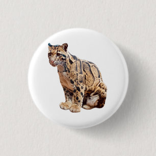 Bóton Redondo 2.54cm leopardo nebuloso fotografia selva grande gato ani