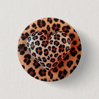 Bóton Redondo 2.54cm Lepard Print Love