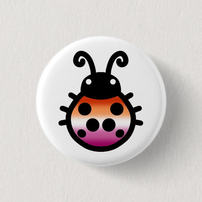 Bóton Redondo 2.54cm Lesbian Pride Ladybug Pin Badge (Frente)