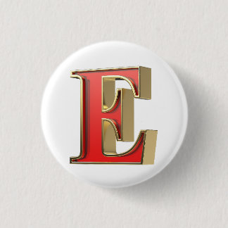Bóton Redondo 2.54cm Letra E de vidro vermelho
