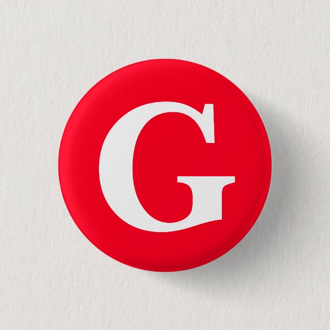 Bóton Redondo 2.54cm Letra inicial monograma branco branco simples (Frente)