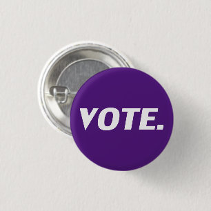 Bóton Redondo 2.54cm Letras brancas "Vote", fundo violeta roxo