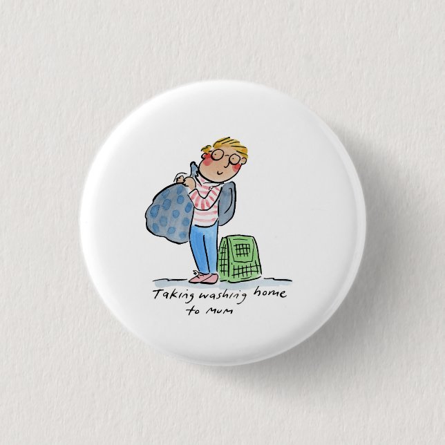 Bóton Redondo 2.54cm Levando a lavagem para a Mãe (Frente)