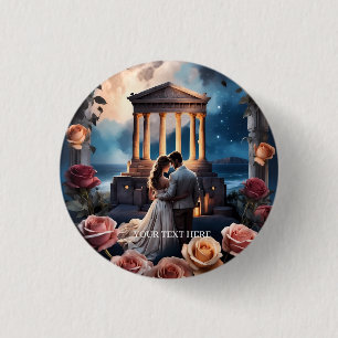 Bóton Redondo 2.54cm Linda noiva e noiva ao lado do mar