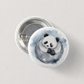 Bóton Redondo 2.54cm Lindo Panda Sonolento Aquarela