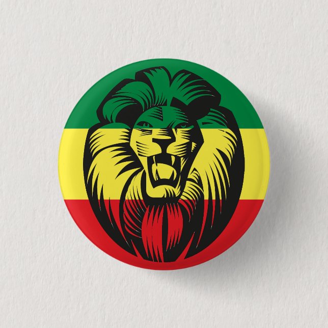 Bóton Redondo 2.54cm Lion Jah Rastafari Rasta Reggae Botão Raízes (Frente)