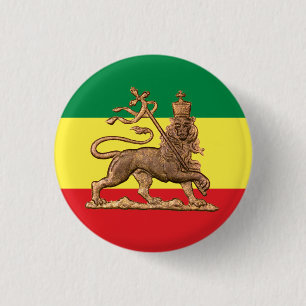 Bóton Redondo 2.54cm Lion of Judah - Haile Selassie Rastafari Button -