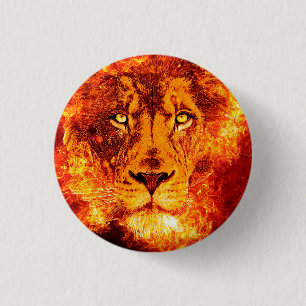 Bóton Redondo 2.54cm Lion of Judah Red Orange Flames