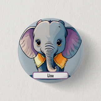Bóton Redondo 2.54cm Lisa, o Elefante Bebê, com o nome personalizado!