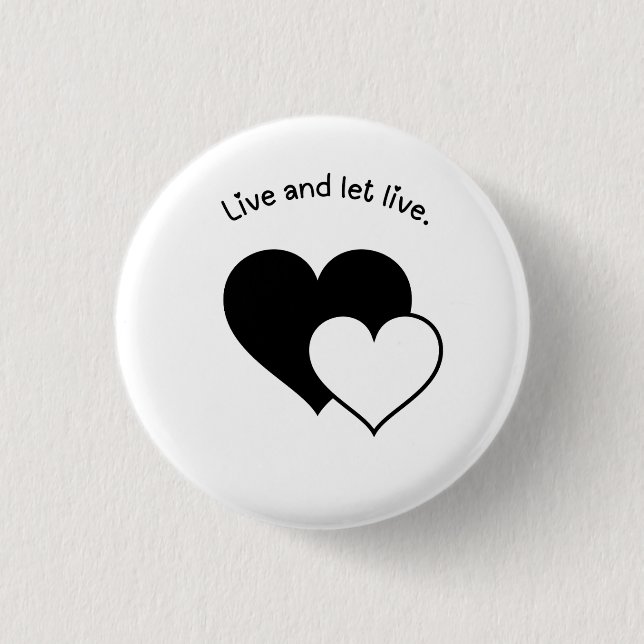 Bóton Redondo 2.54cm Live and Let Live Button Crachá (Frente)