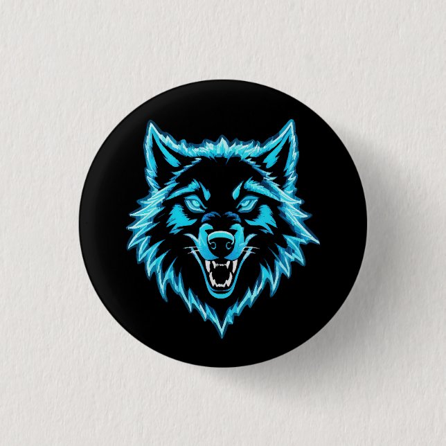 Bóton Redondo 2.54cm Lobo Neon (Frente)