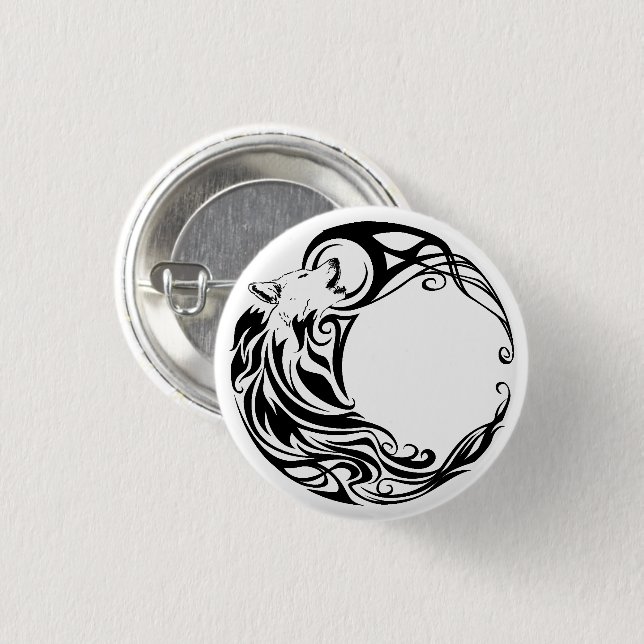 Bóton Redondo 2.54cm Lobo tribal (Frente & Verso)