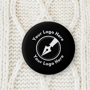 Bóton Redondo 2.54cm Logotipo corporativo moderno preto redondo persona