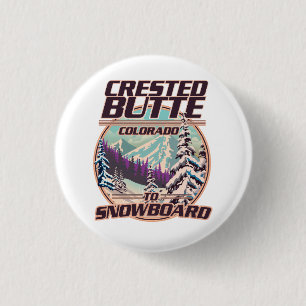 Bóton Redondo 2.54cm logotipo de Crested Butte Colorado Snowboarding