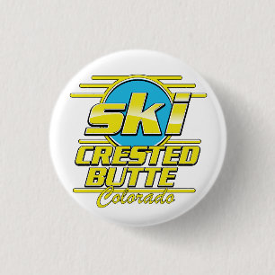 Bóton Redondo 2.54cm Logotipo de esqui dos anos 80 de Crested Butte Col