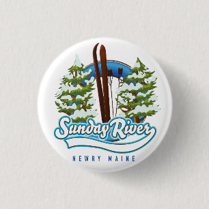 Bóton Redondo 2.54cm Logotipo de esqui Sunday River Newry Maine