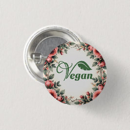 Bóton Redondo 2.54cm Logotipo de Folha Verde Vegana Vintage por Bearnd