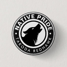 Bóton Redondo 2.54cm Logotipo de Lobo Personalizado Nome Nativo America