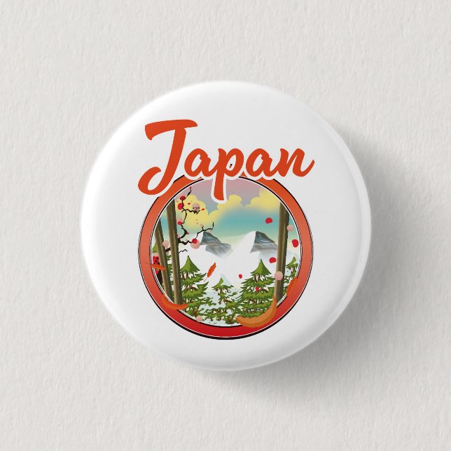 Bóton Redondo 2.54cm logotipo de viagem Japão (Frente)