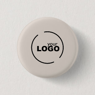 Bóton Redondo 2.54cm Logotipo Empresarial Moderno Profissional Bege