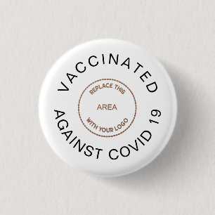 Bóton Redondo 2.54cm Logotipo Vacinado Contra Funcionário Do Covid 19