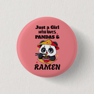 Bóton Redondo 2.54cm Love Pandas e Ramen