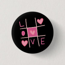 Love Tic Tac Toe Pin Button | Valentine's Day Gift