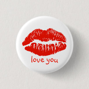 Bóton Redondo 2.54cm Love You Lips Valentine Button