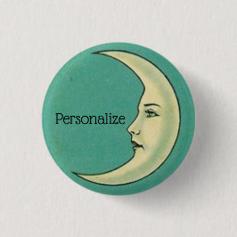 Bóton Redondo 2.54cm Lua crescente do Vintage