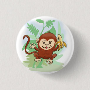Bóton Redondo 2.54cm Macaco Cartoon