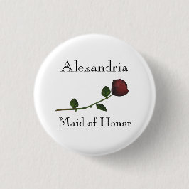 Bóton Redondo 2.54cm "Madrinha de casamento" - Rosa estempilado longo v