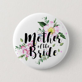 Bóton Redondo 2.54cm Mãe da Noiva Rosa Floral Aquarela Casamento