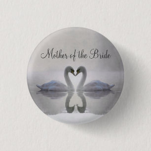 Bóton Redondo 2.54cm Mãe das cisnes do ~ da noiva no botão do amor