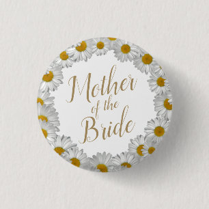 Bóton Redondo 2.54cm Mãe de Bride Daisy Flower Wreath