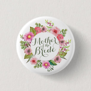 Bóton Redondo 2.54cm Mãe do Botão do Pino da Noiva Elegante Wreath