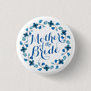 Bóton Redondo 2.54cm Mãe do botão floral azul do casamento da noiva