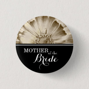 Bóton Redondo 2.54cm Mãe do Casamento Dourado da Noiva Daisy