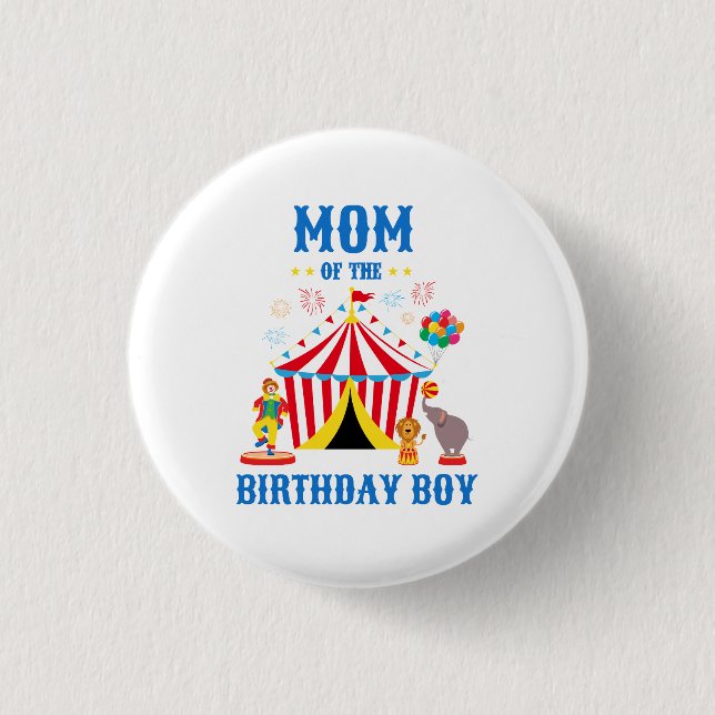 Bóton Redondo 2.54cm Mãe do Tema do Circo Personalizado do Aniversário (Frente)