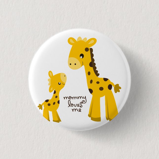 Bóton Redondo 2.54cm Mãe e Bebê Girafa (Frente)