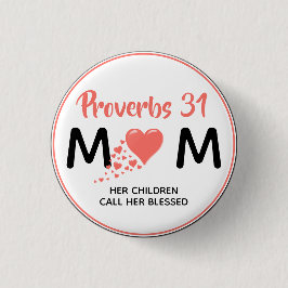 Bóton Redondo 2.54cm MÃE PROVERBS 31 Dia de as mães Coral MOM