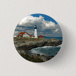 Bóton Redondo 2.54cm Maine Portland Head Lighthouse Foto