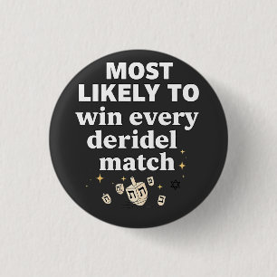 Bóton Redondo 2.54cm Mais propenso a ganhar cada Dreidel Match Hanukkah