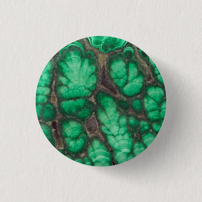 Bóton Redondo 2.54cm Malacite com Padrão Verde (Frente)