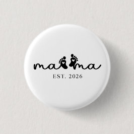 Bóton Redondo 2.54cm Mama 2026 | Botão de Revelação do Bebê