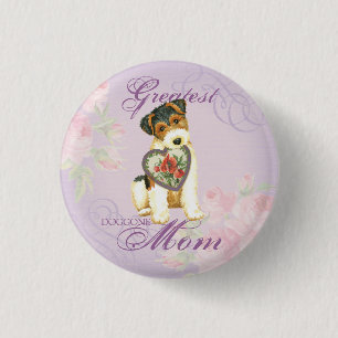 Bóton Redondo 2.54cm Mamã do coração do Fox Terrier do fio