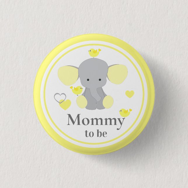 Bóton Redondo 2.54cm Mamãe De Ser Menininha Garota Elefante Chá (Frente)