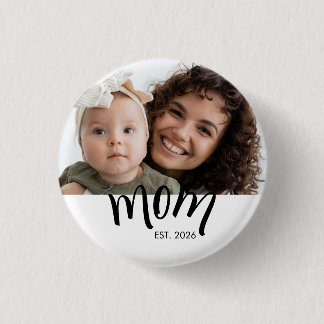 Bóton Redondo 2.54cm Mamãe Estabelecida Bonés Preto Personalizado Ano N